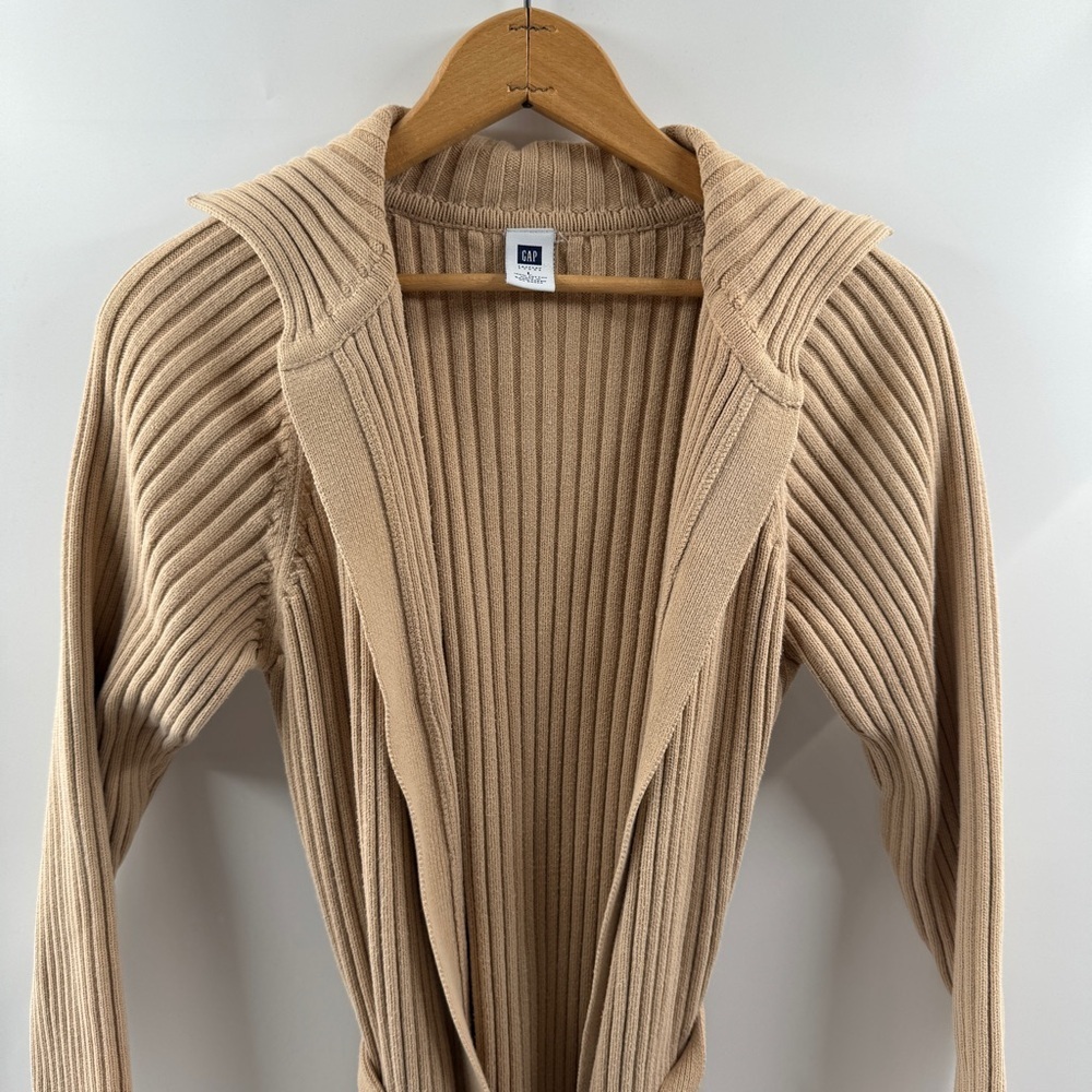 GAP Beige 100% Cotton Front-Tie Cardigan – Size Large - Picture 2 of 7